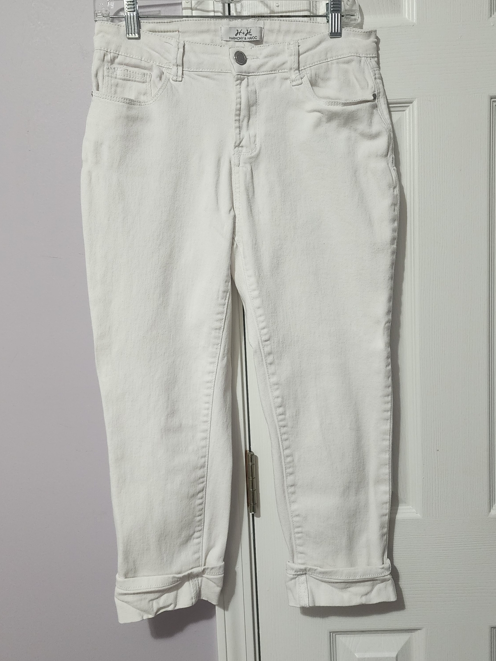 H&M White Cropped Cuffed Jeans - Women's Ankle Denim